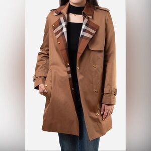 Burberry Sandridge Check Trench Coat Brown Size 2